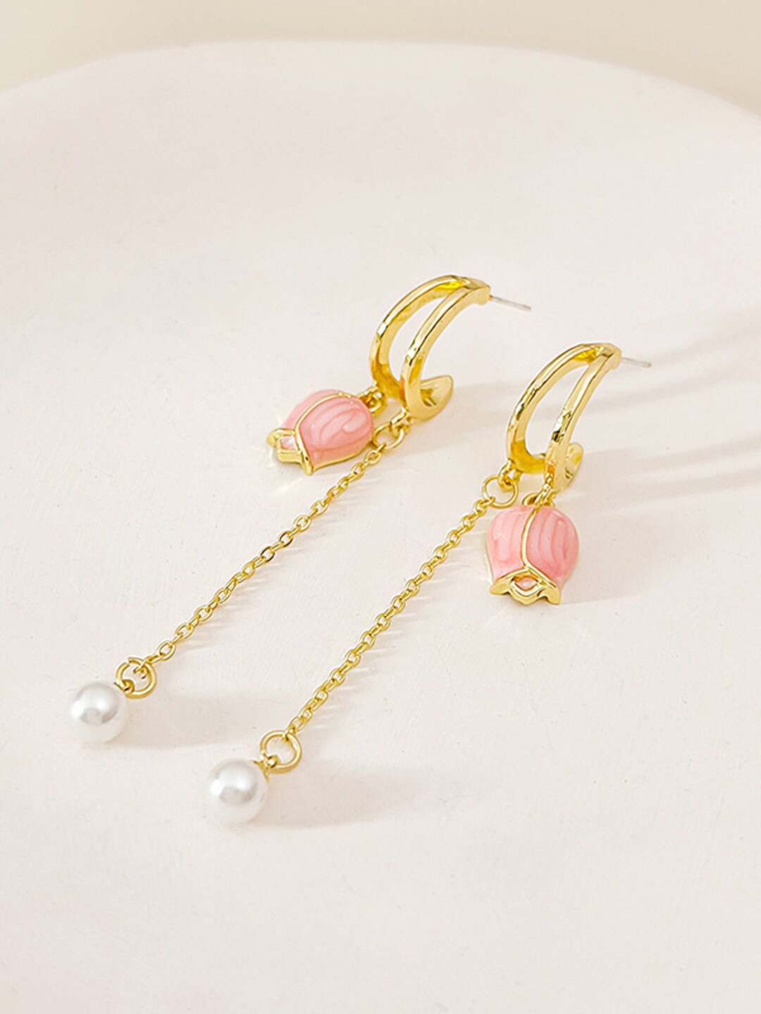 

Krelin Gold-Plated Floral Stainless Steel Drop Earrings