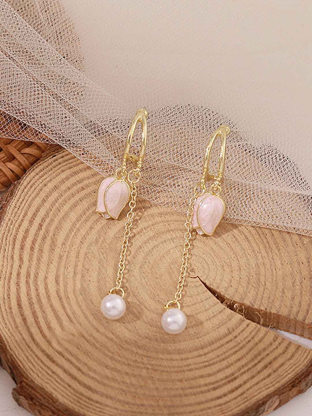

Krelin Gold-Plated Floral Stainless Steel Drop Earrings