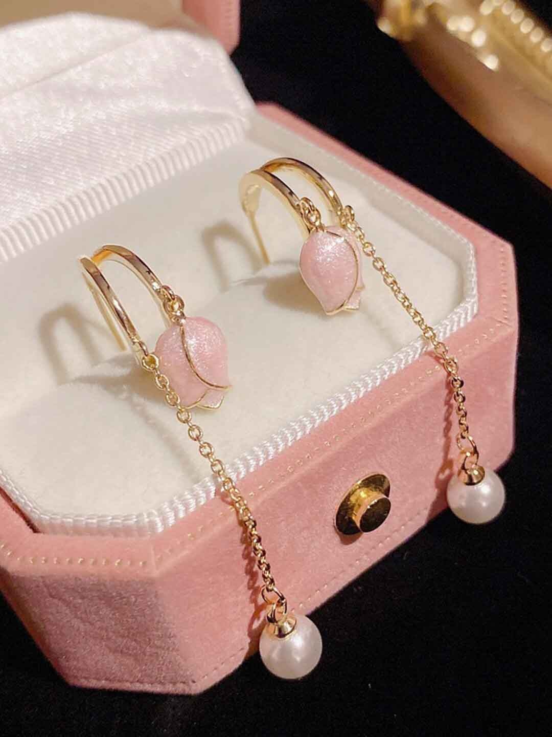 

Krelin Gold-Plated Floral Stainless Steel Drop Earrings