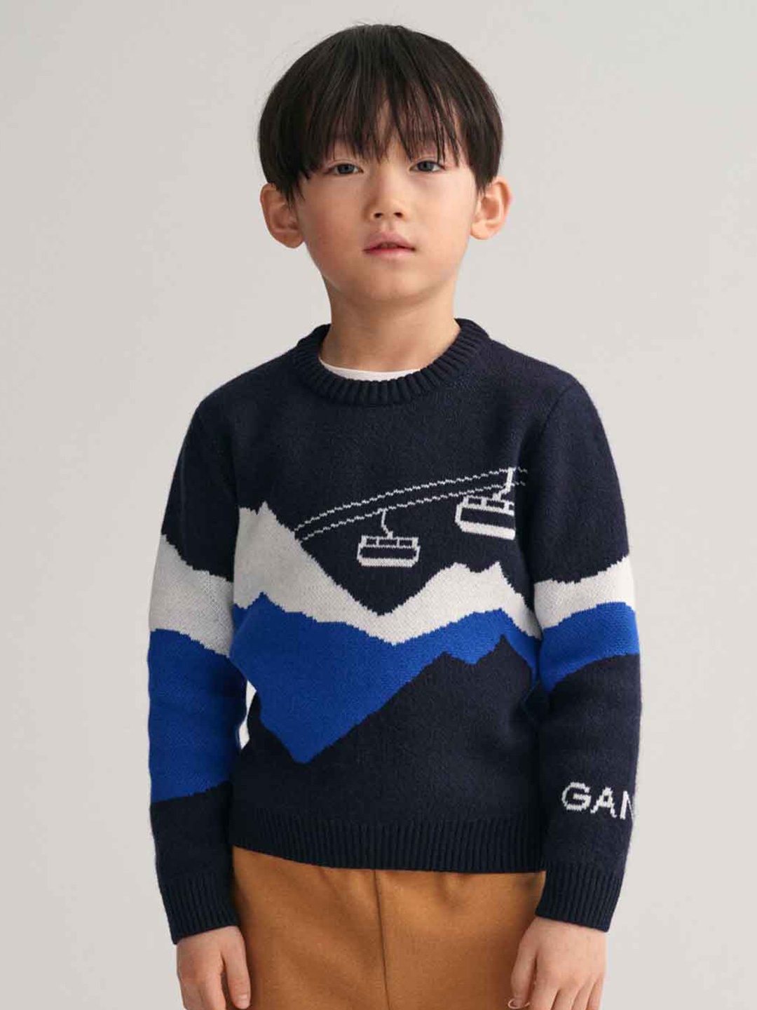 

GANT Boys Colourblocked Cotton Pullover Sweaters, Black