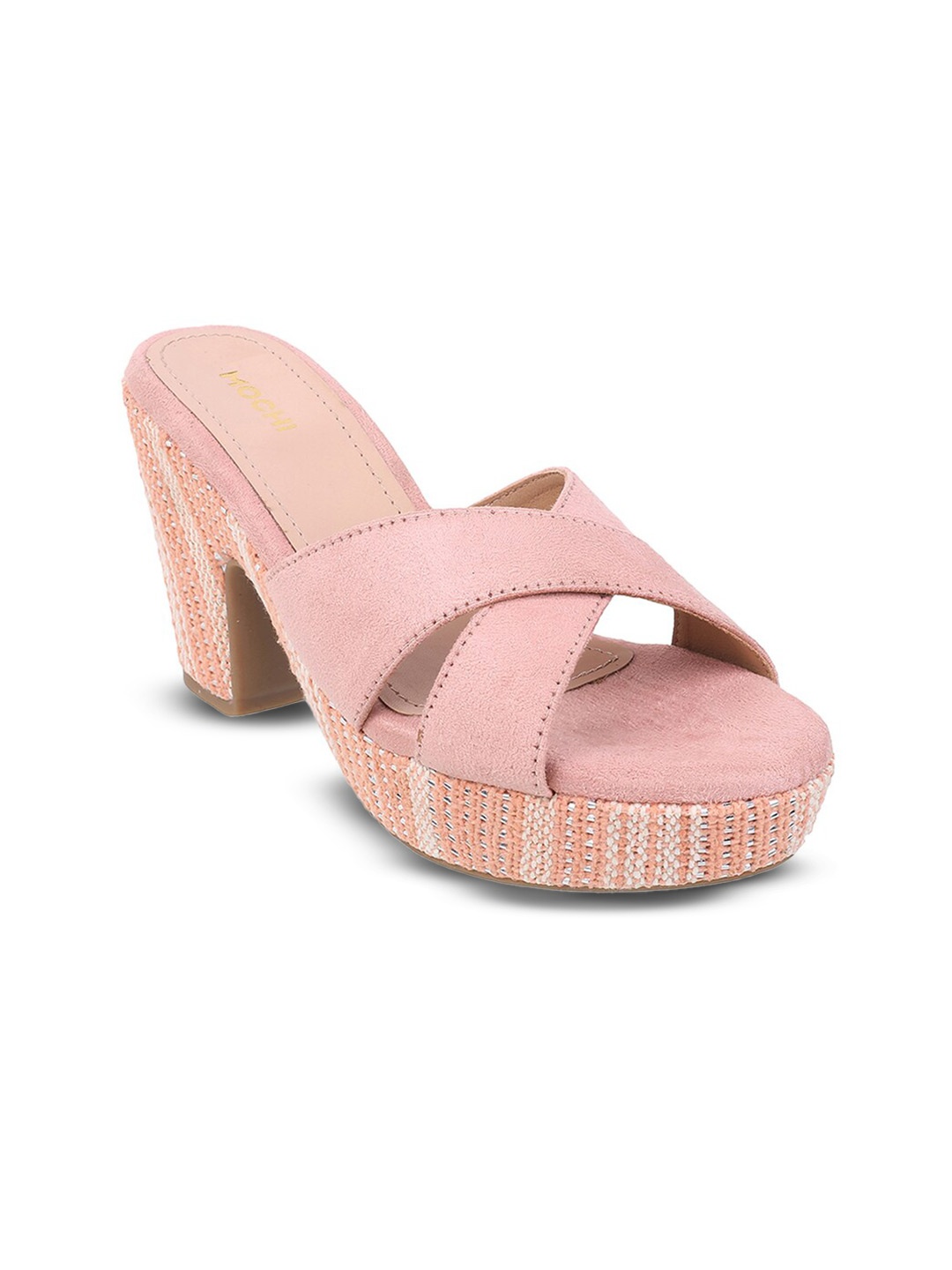 

Mochi Textured Open Toe Platform Heels, Peach
