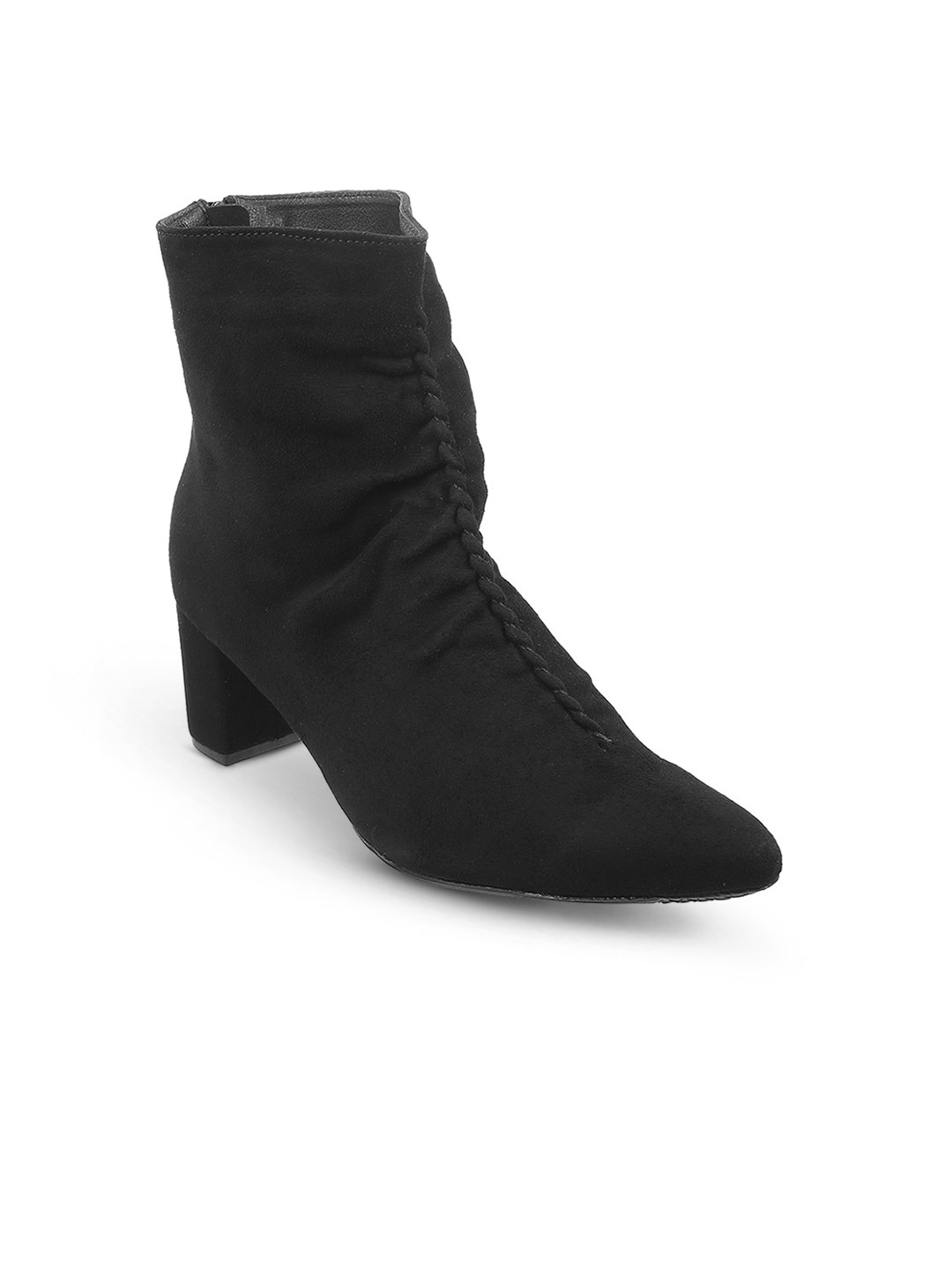 

Mochi High Top Pointed Toe Block Heeled Boots, Black
