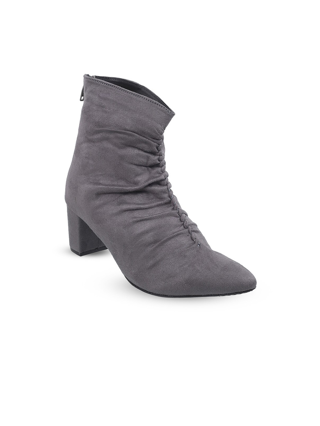 

Mochi High-Top Blocked heel Pointed Toe Boots, Grey