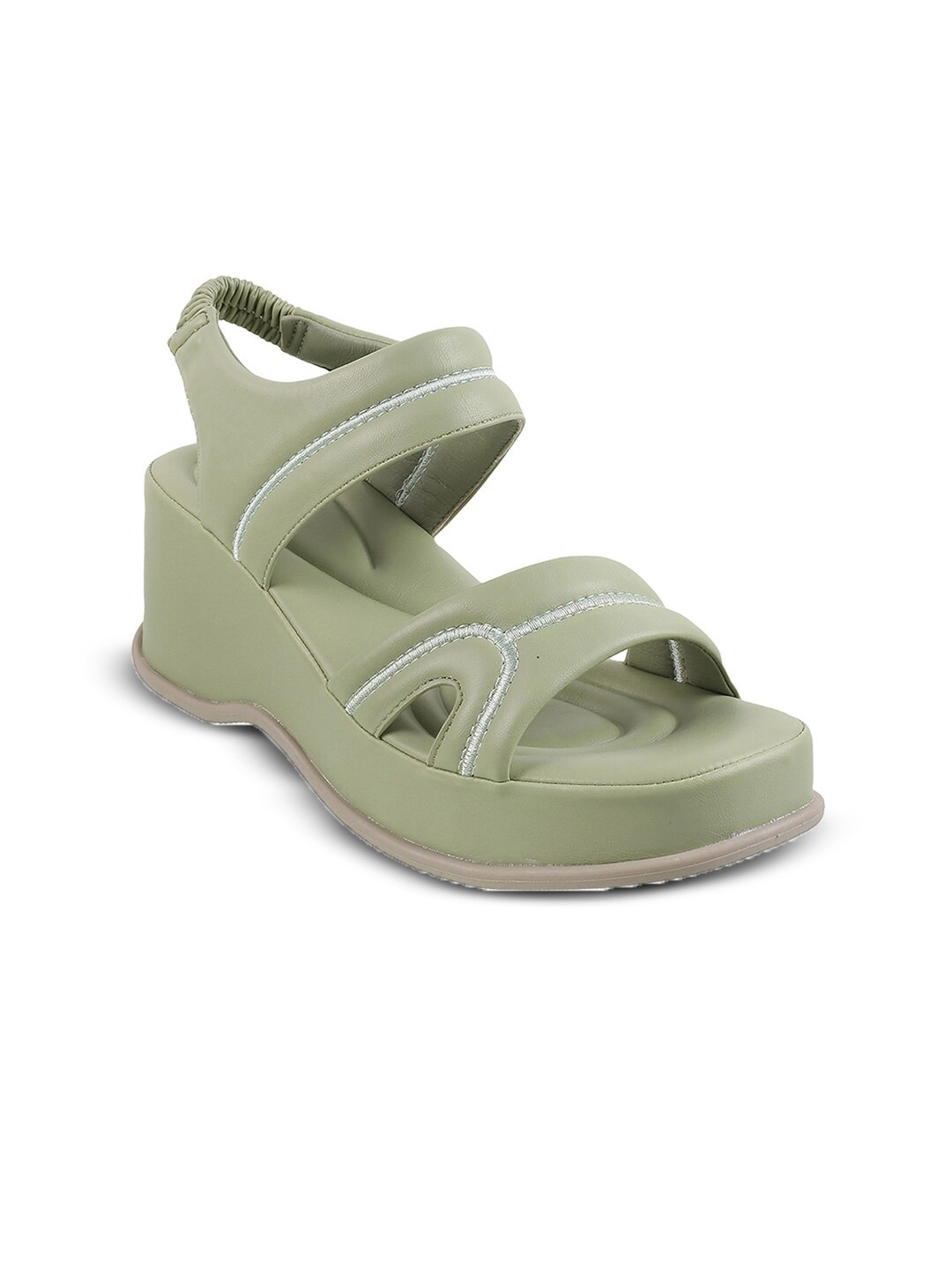

Mochi Open Toe Wedge Heels, Green