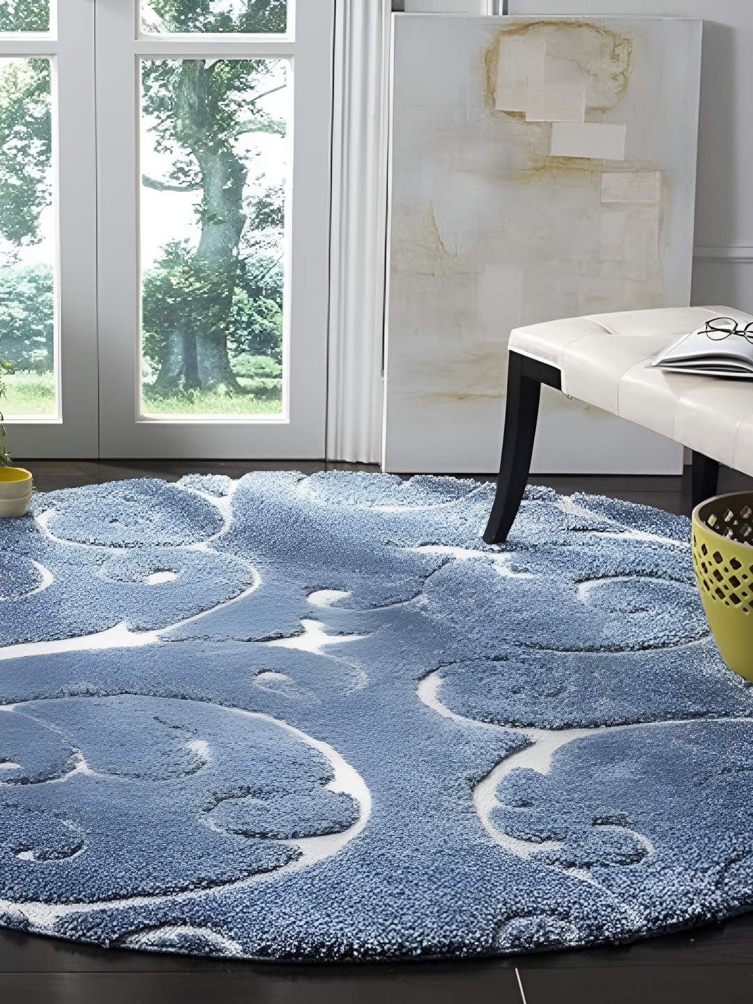 

Shopgallery Blue & White Geometric Anti-Skid Carpet