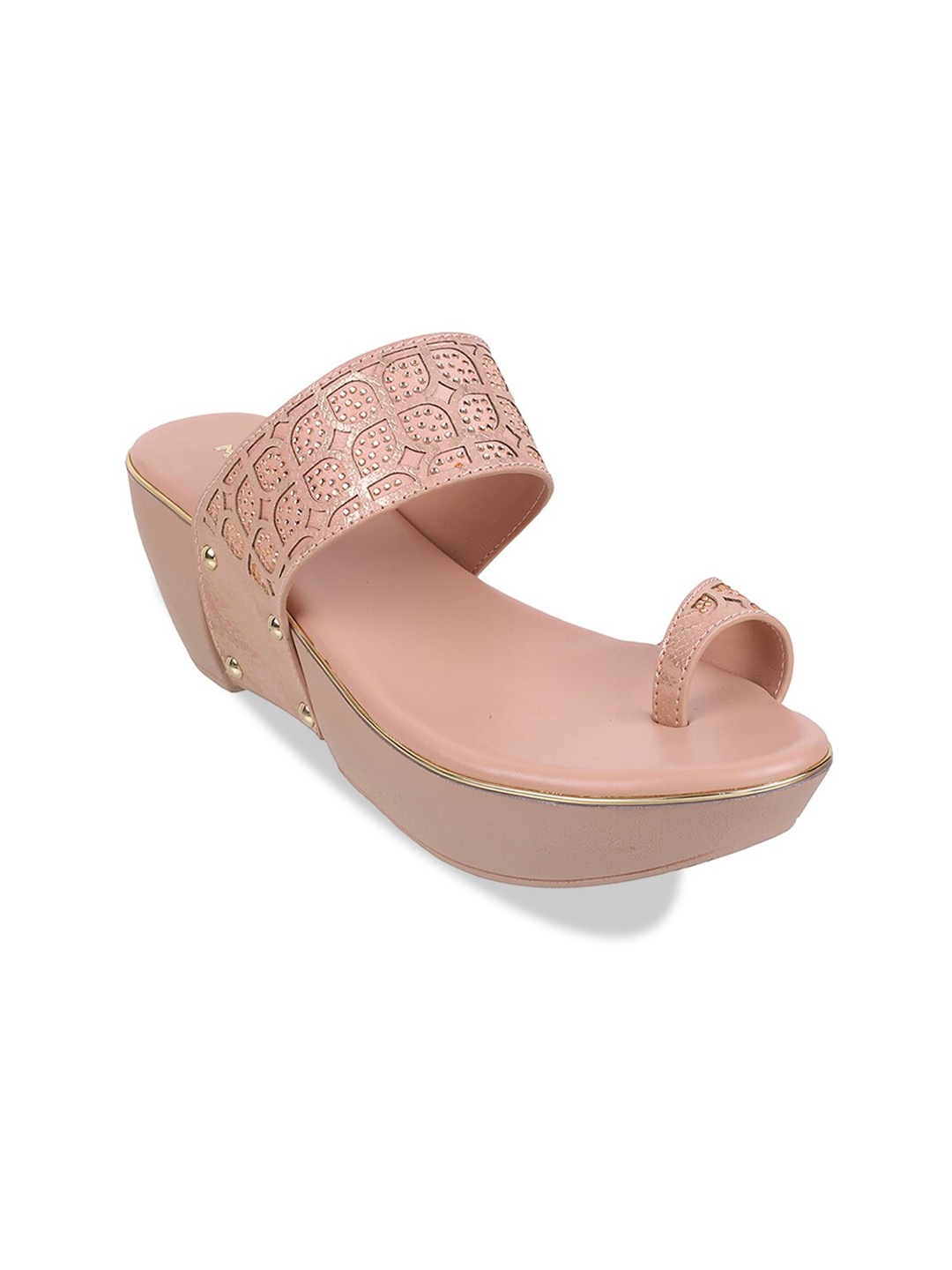 

Mochi Embellished One Toe Wedge Heels, Peach