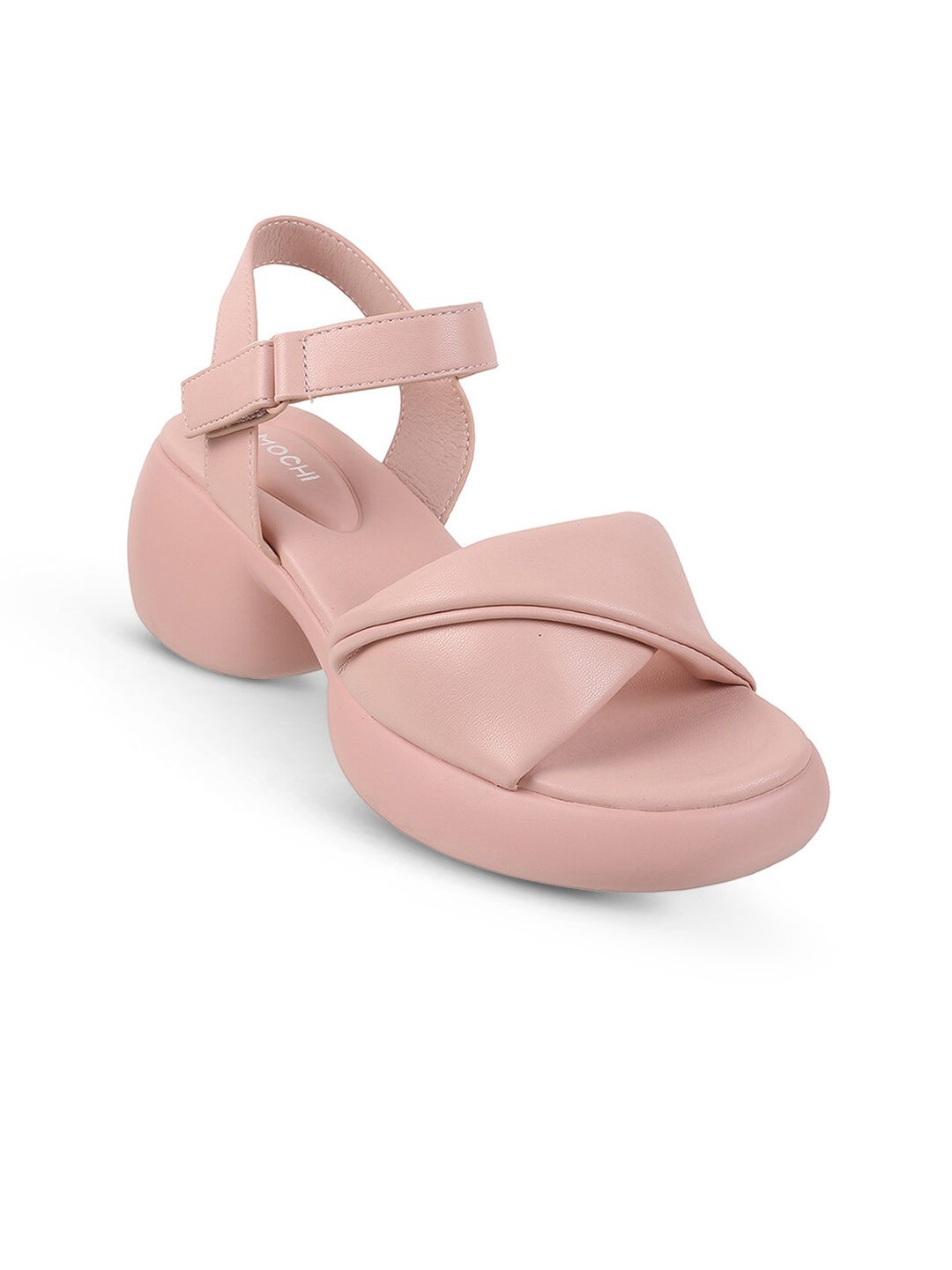 

Mochi Open Toe Block Heels, Peach