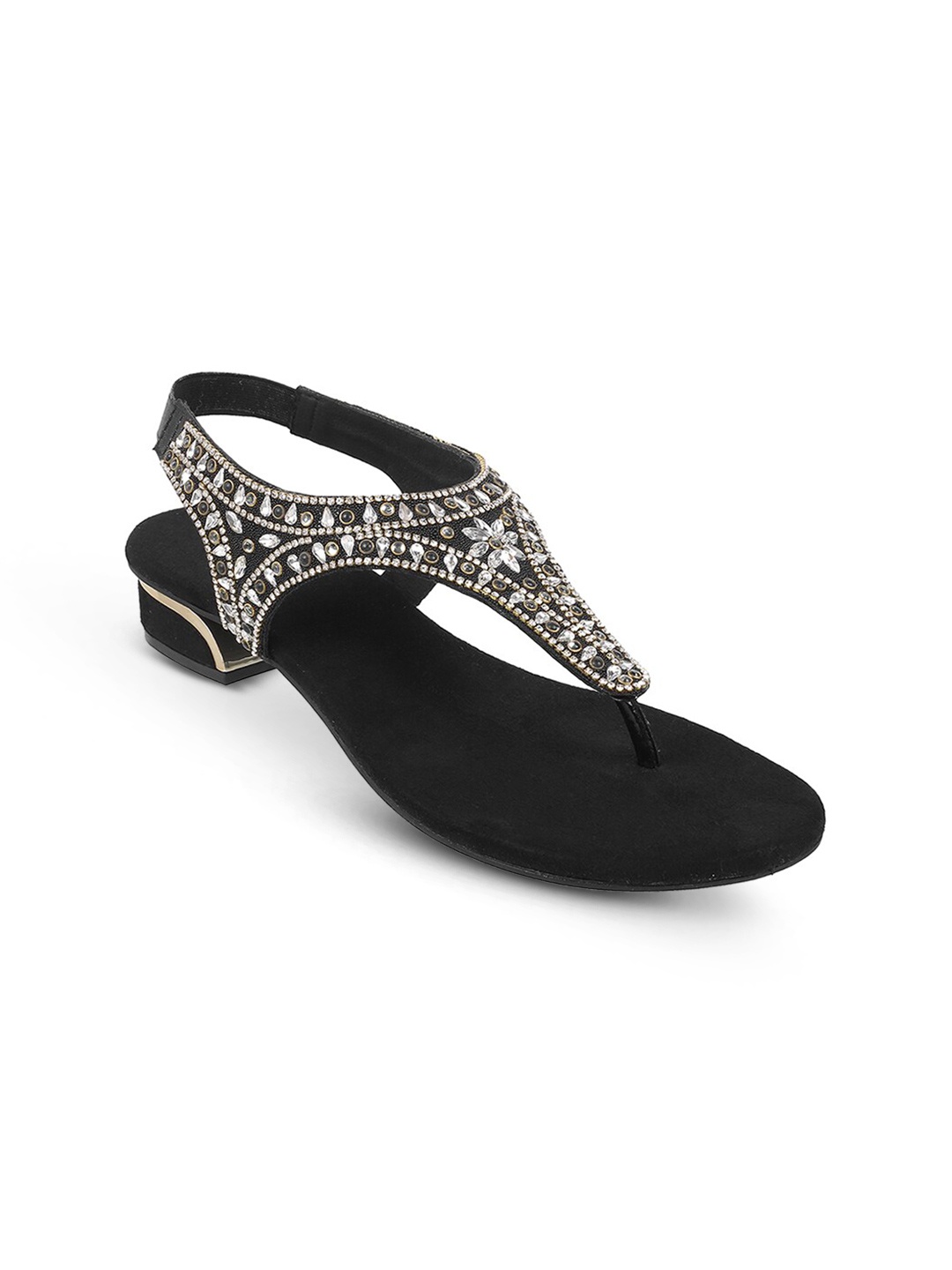 

Mochi Embellished Open Toe Block Sandals, Black