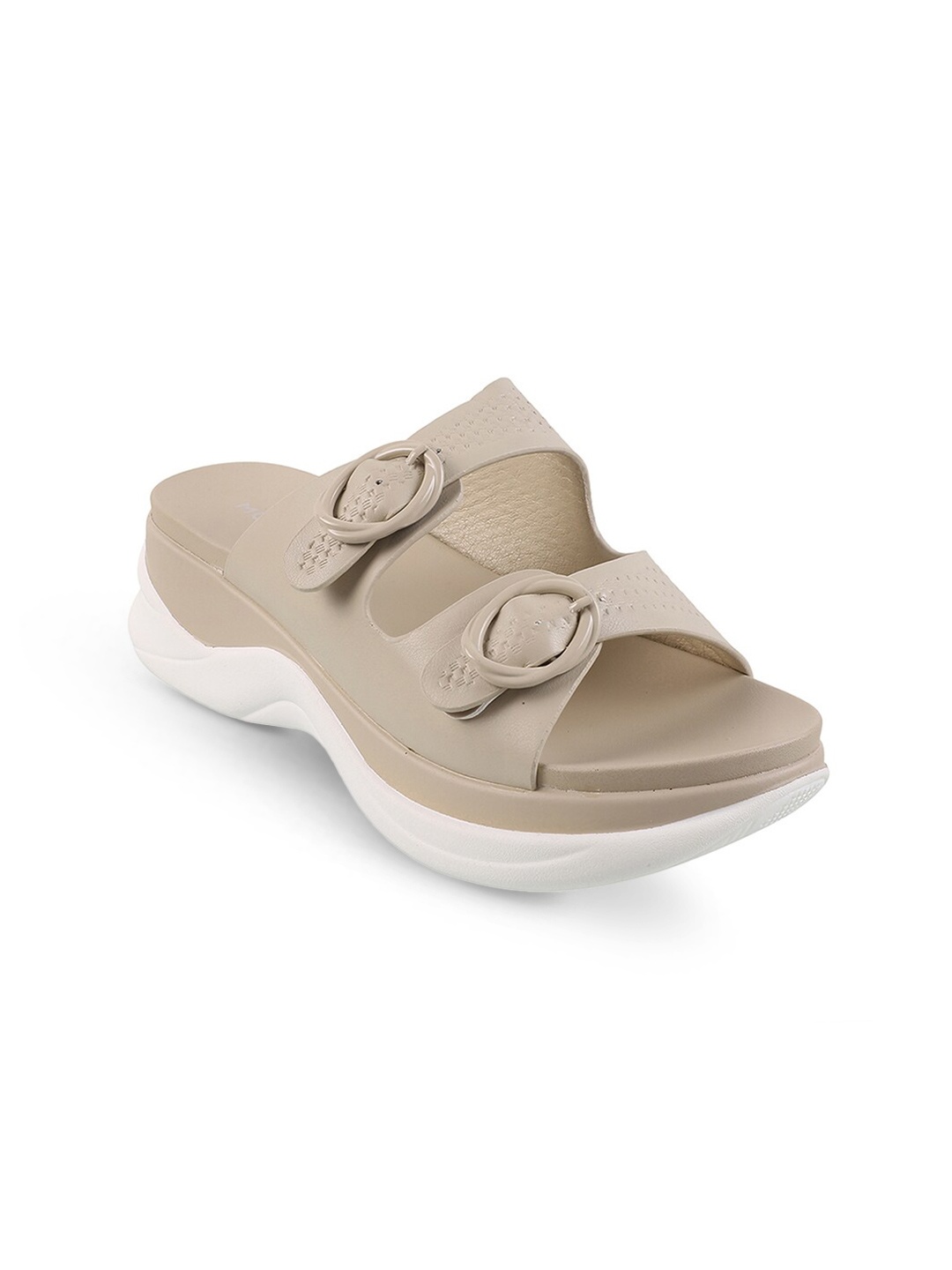 

Mochi Open Toe Comfort Sandals with Buckles, Beige