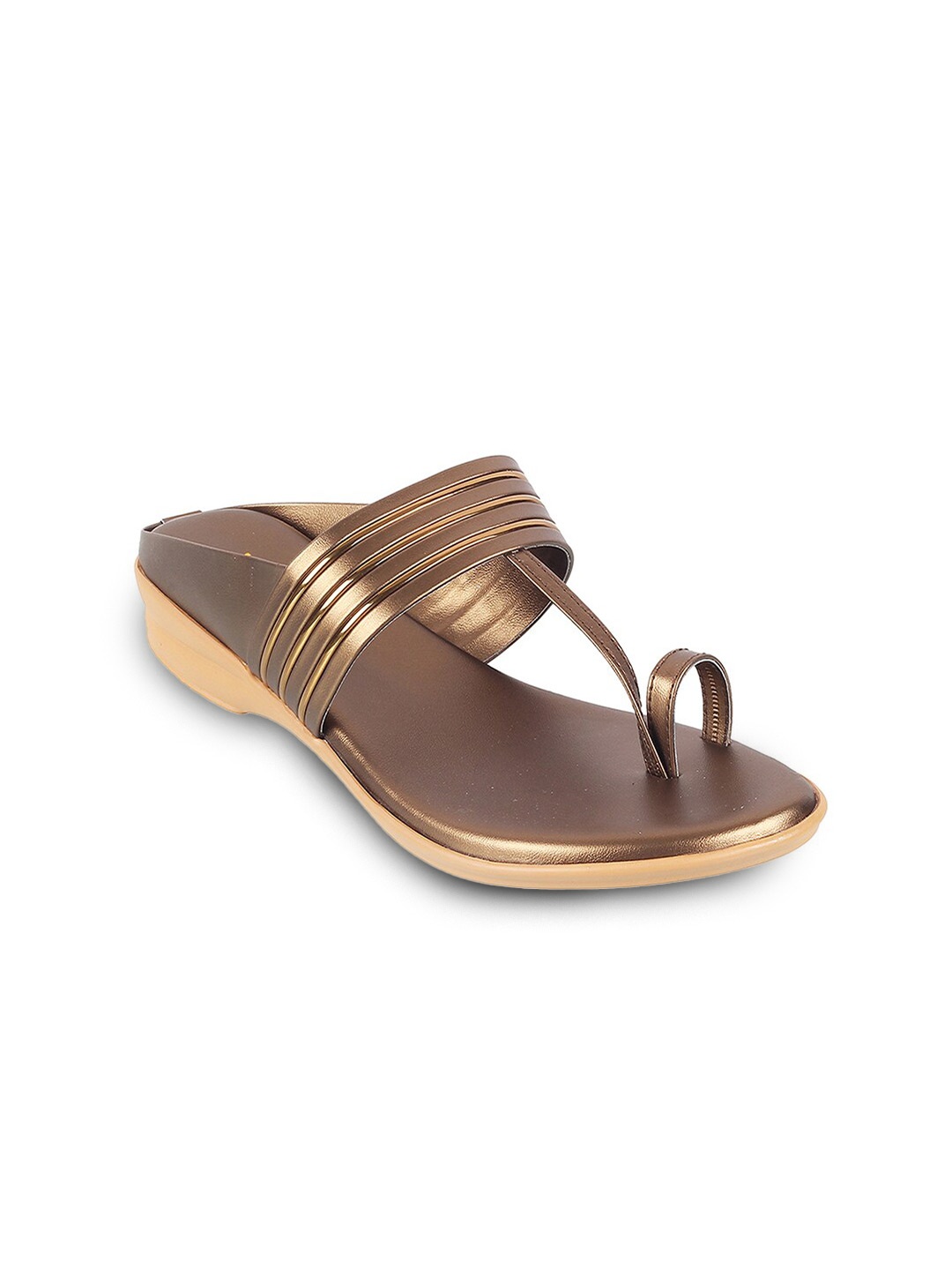 

WALKWAY by Metro Striped Embellished One Toe Flats, Bronze