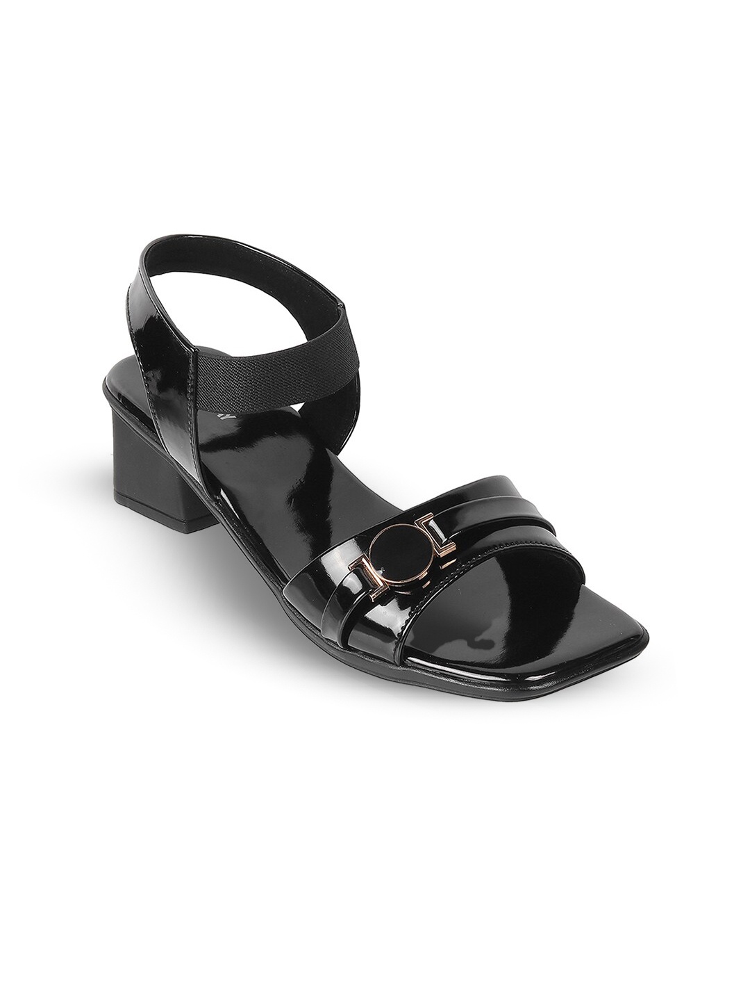 

WALKWAY by Metro Buckles Detail Open Toe Block Heels, Black