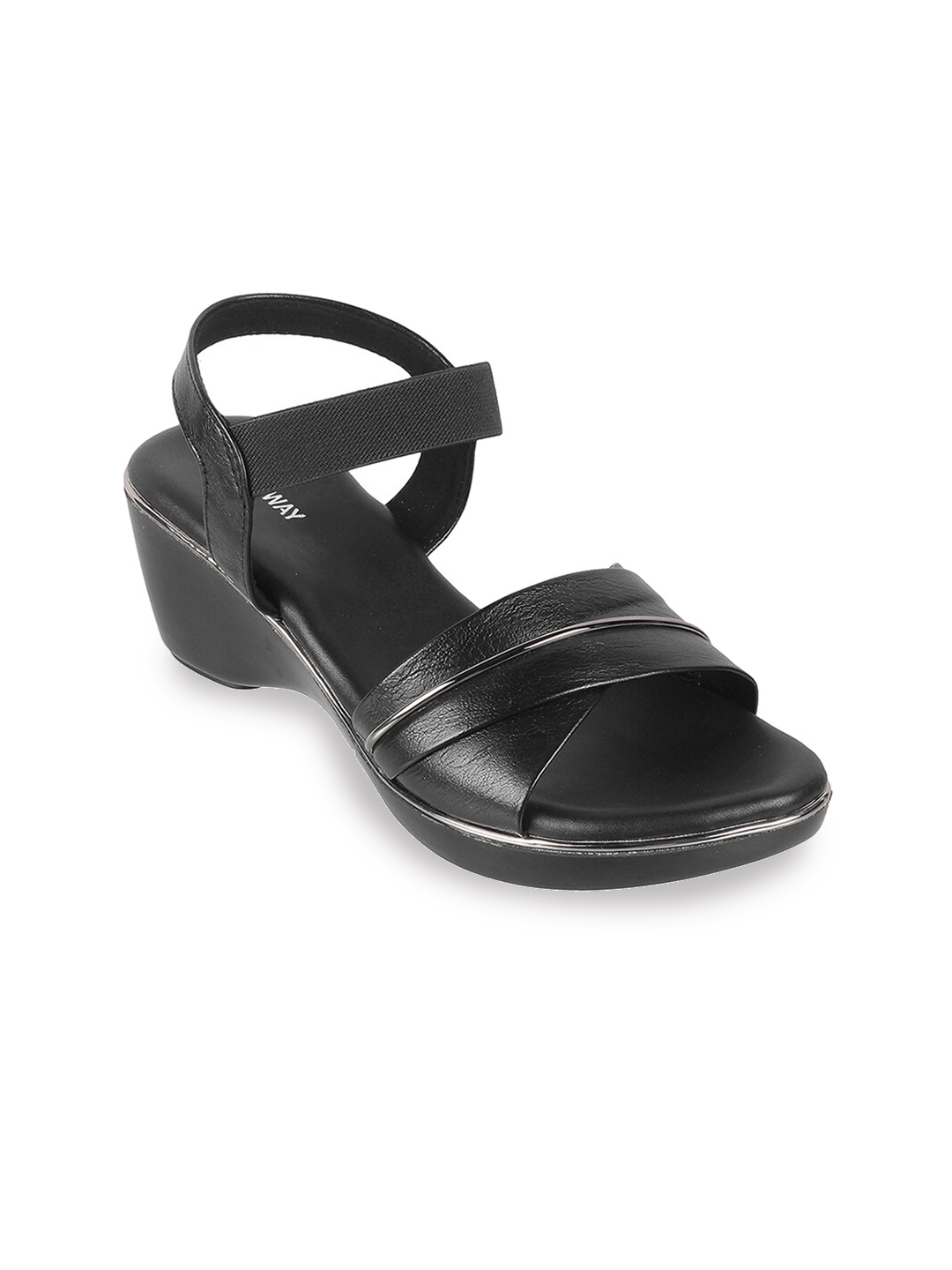 

WALKWAY by Metro Open Toe Backstrap Block Heels, Black