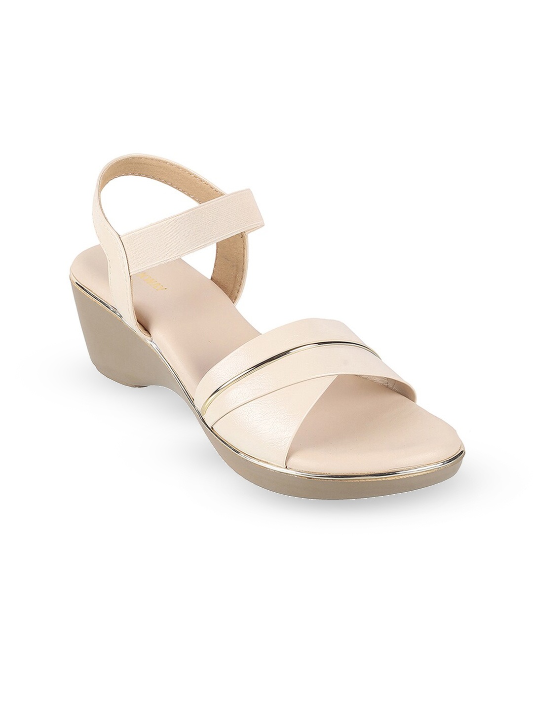 

WALKWAY by Metro Open Toe Backstrap Wedge Heels, Beige
