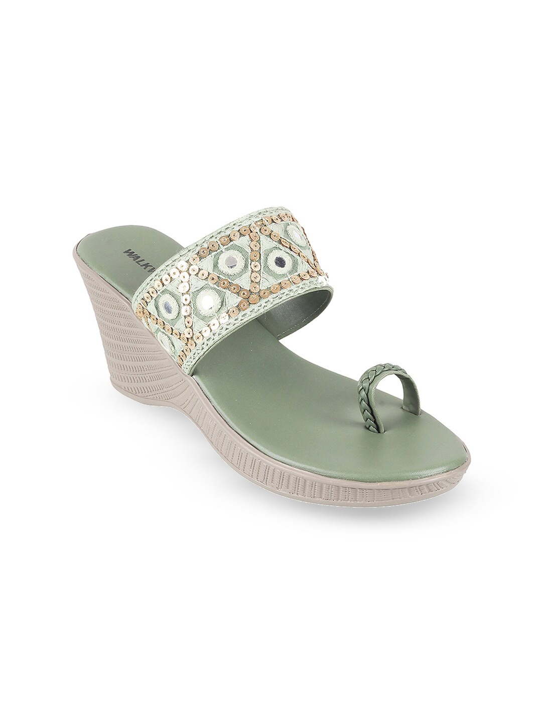 

WALKWAY by Metro Embellished One Toe Wedge Heels, Green