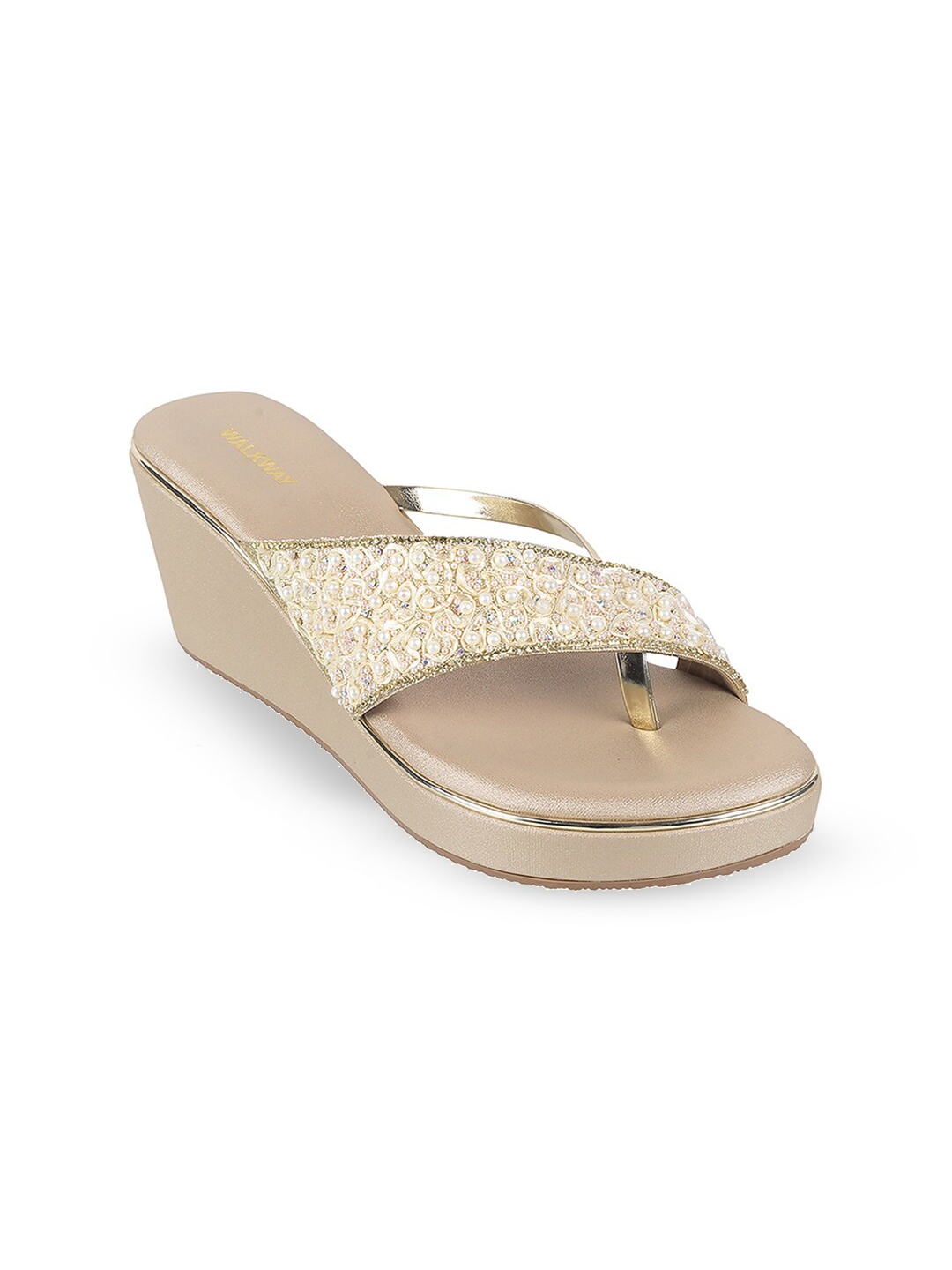 

WALKWAY by Metro Embellished One-Toe Wedge Heels, Gold