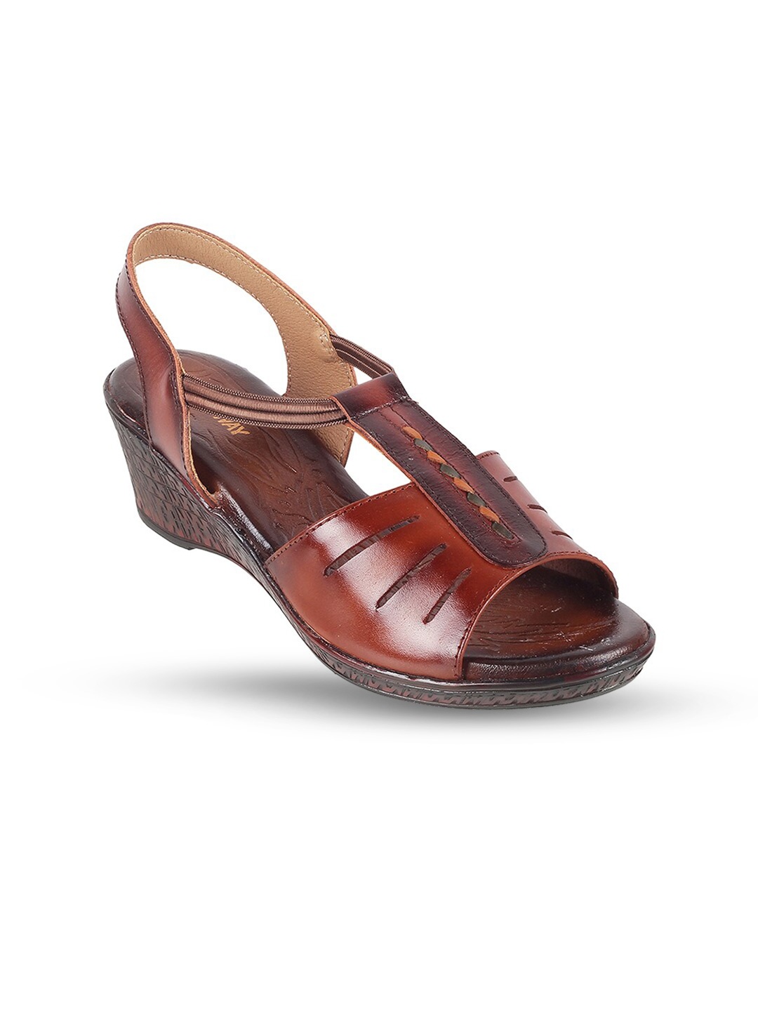 

WALKWAY by Metro Textured Leather Wedge Heels, Tan