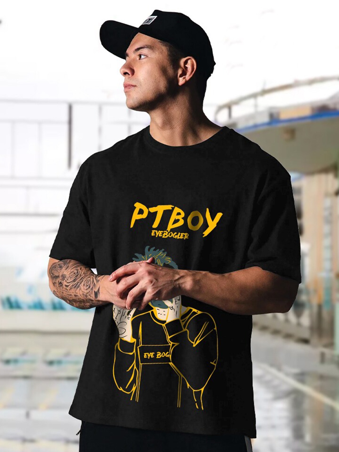 

Eyebogler Graphic Printed Cotton T-shirt, Black