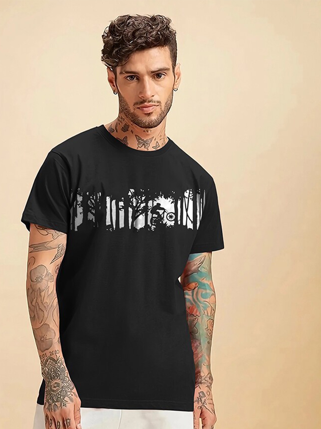 

Eyebogler Graphic Printed Cotton T-shirt, Black