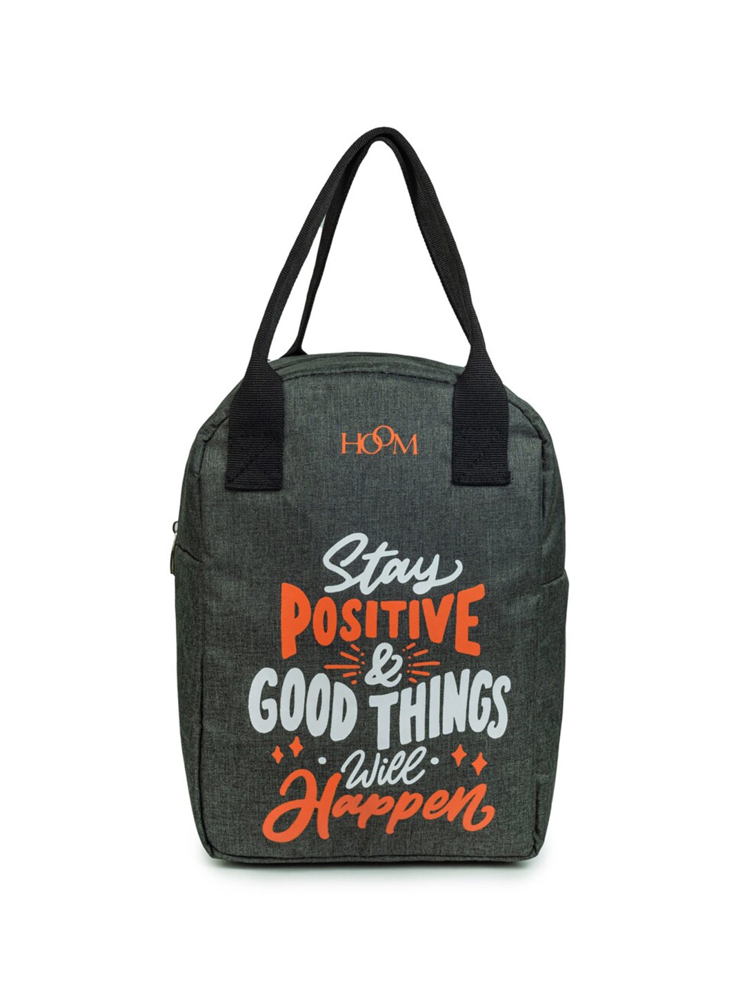 

HOOM Typography Printed Foldable Travel Lunch Bag, Grey melange