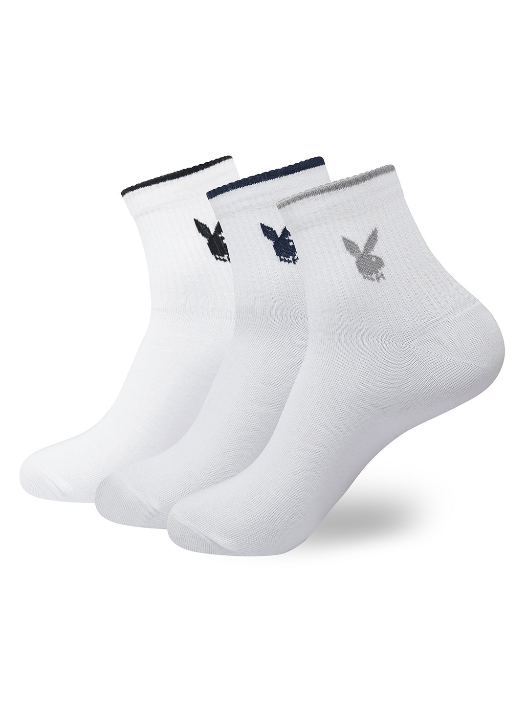 

Playboy Men Pack Of 3 Printed Above Ankle Socks, White