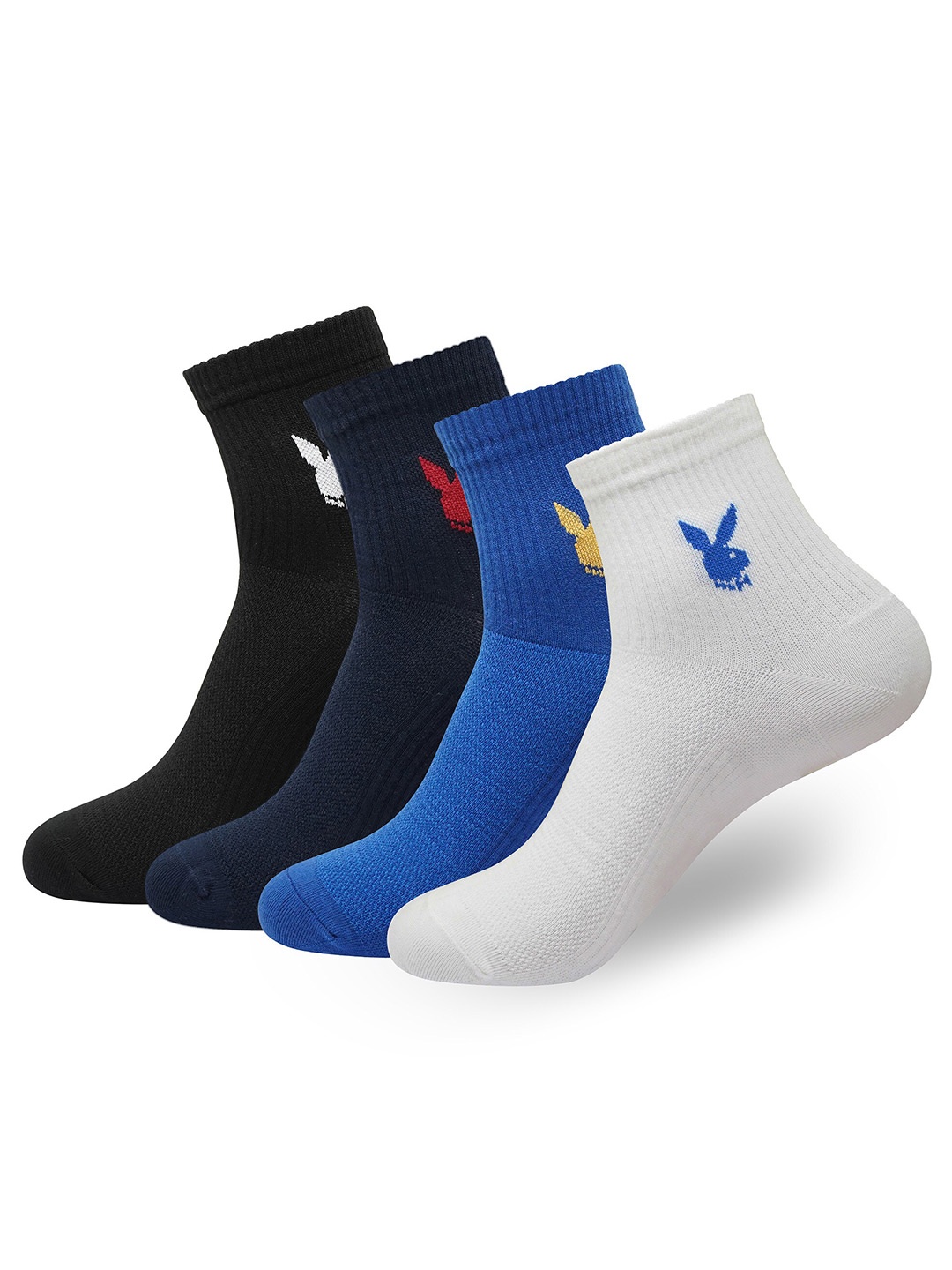

Playboy Men Pack Of 4 High Ankle-Length Socks, Blue