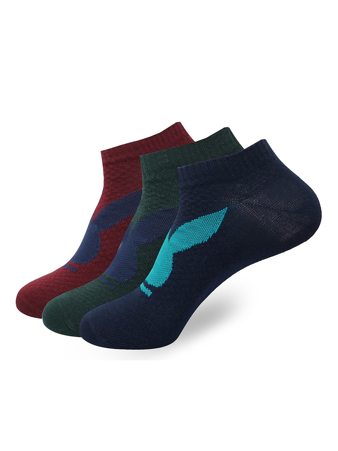 

Playboy Men Pack Of 3 Patterned Ankle-Length Socks, Green