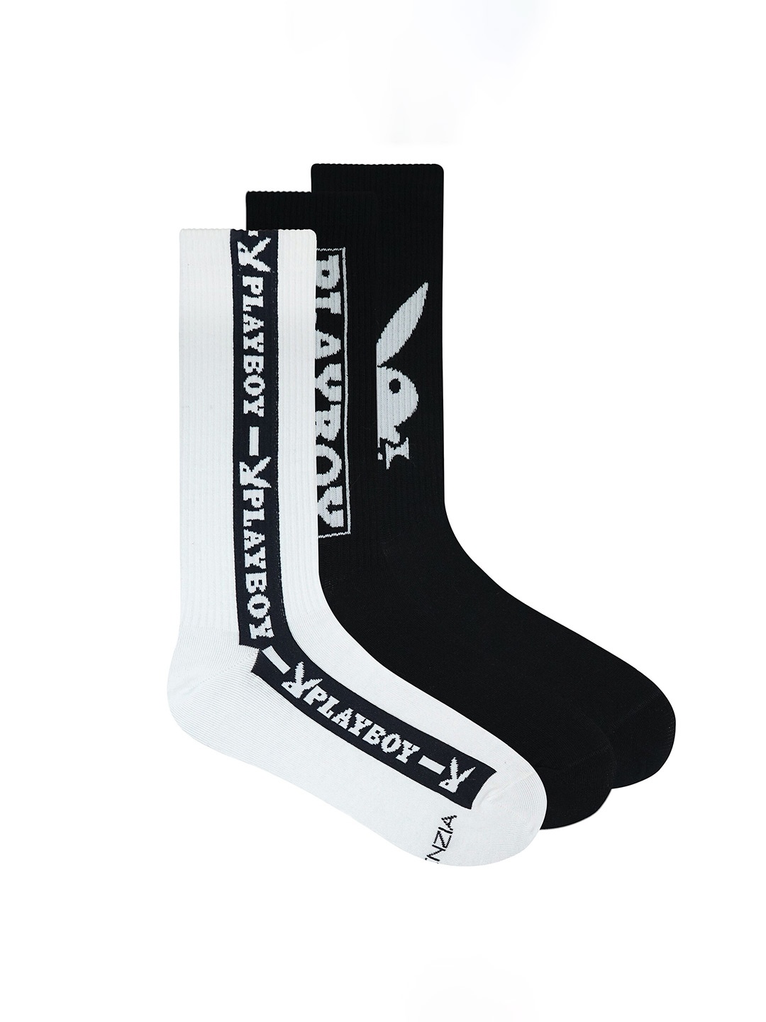 

Playboy Men Pack Of 3 Patterned Calf Length Socks, Black