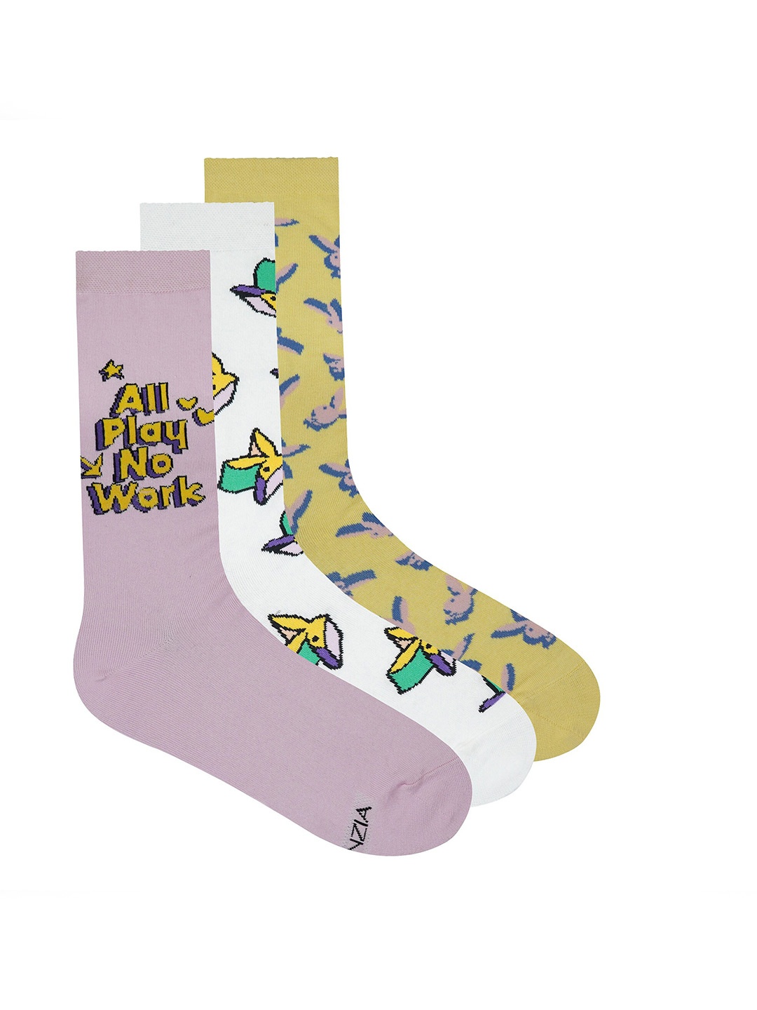 

Playboy Men Pack Of 3 Printed Calf-Length Socks, White