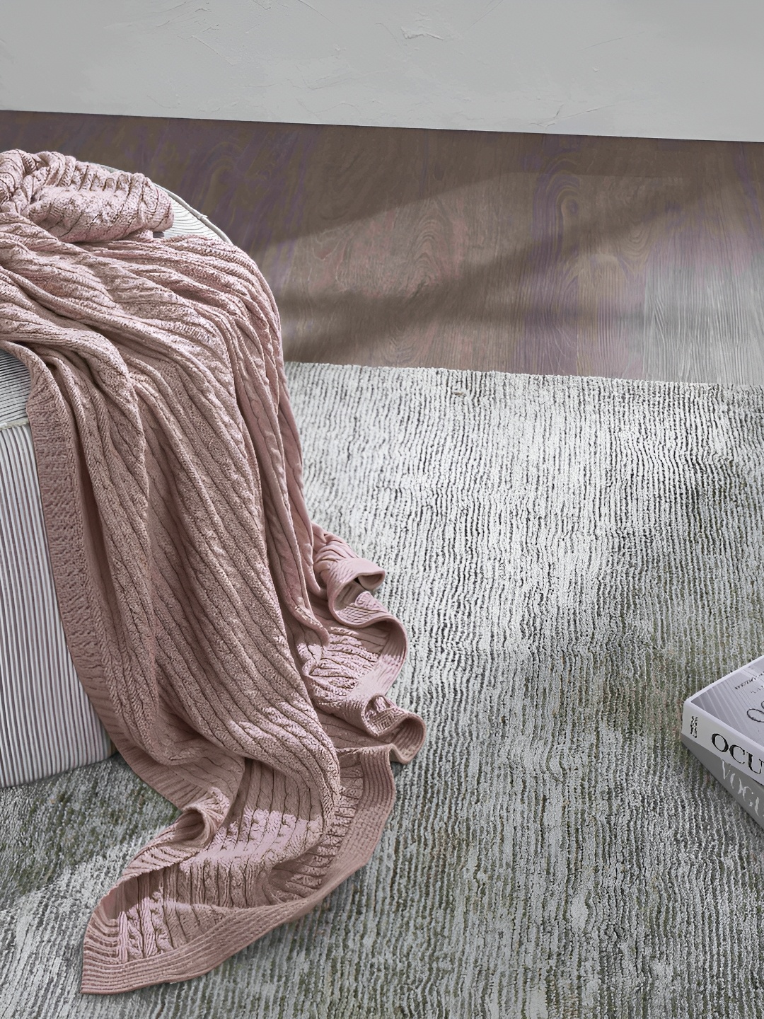 

HOUMN Pink Self Design Pure Cotton Blanket