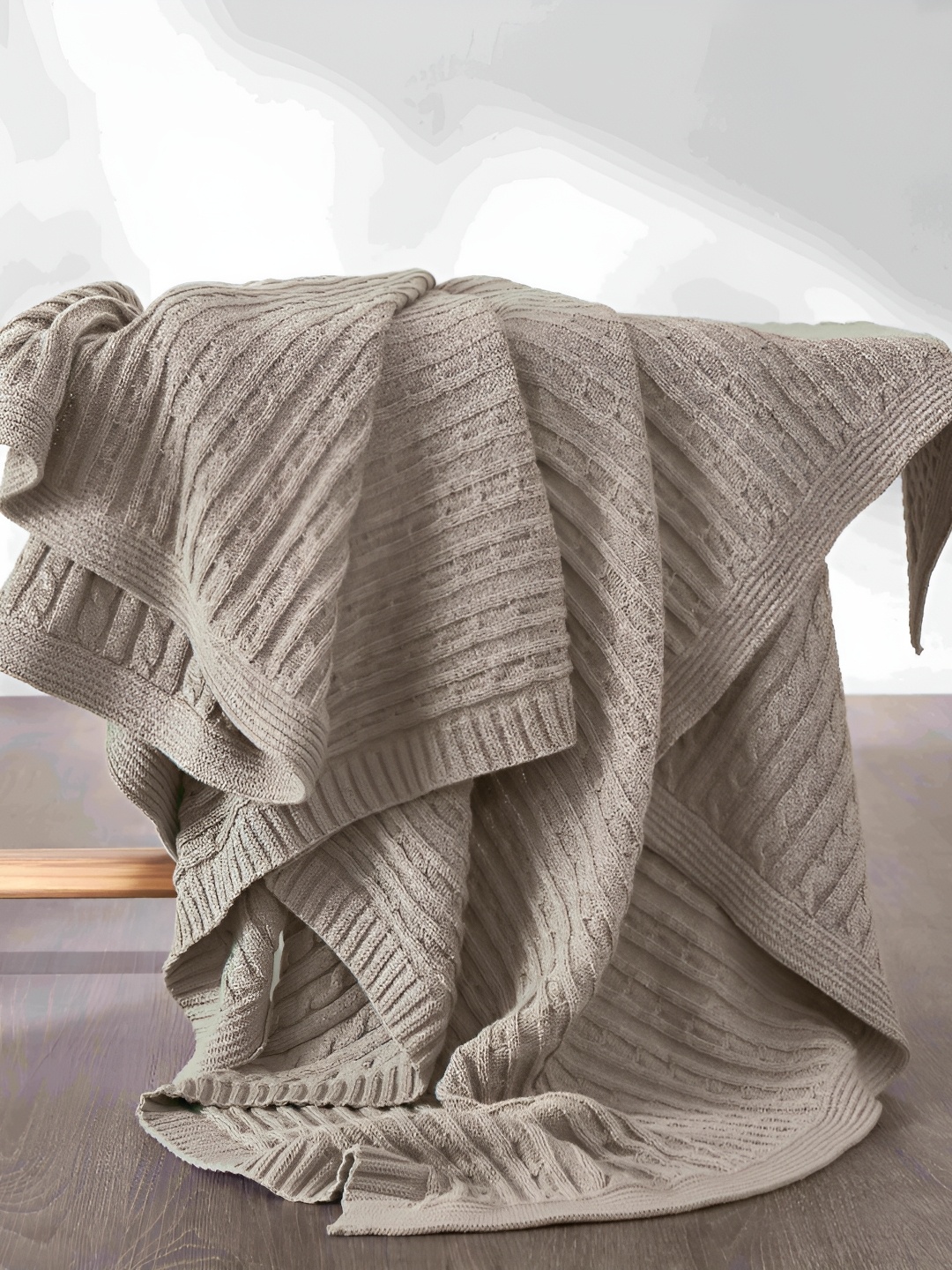 

HOUMN Brown Self Design Pure Cotton Throws