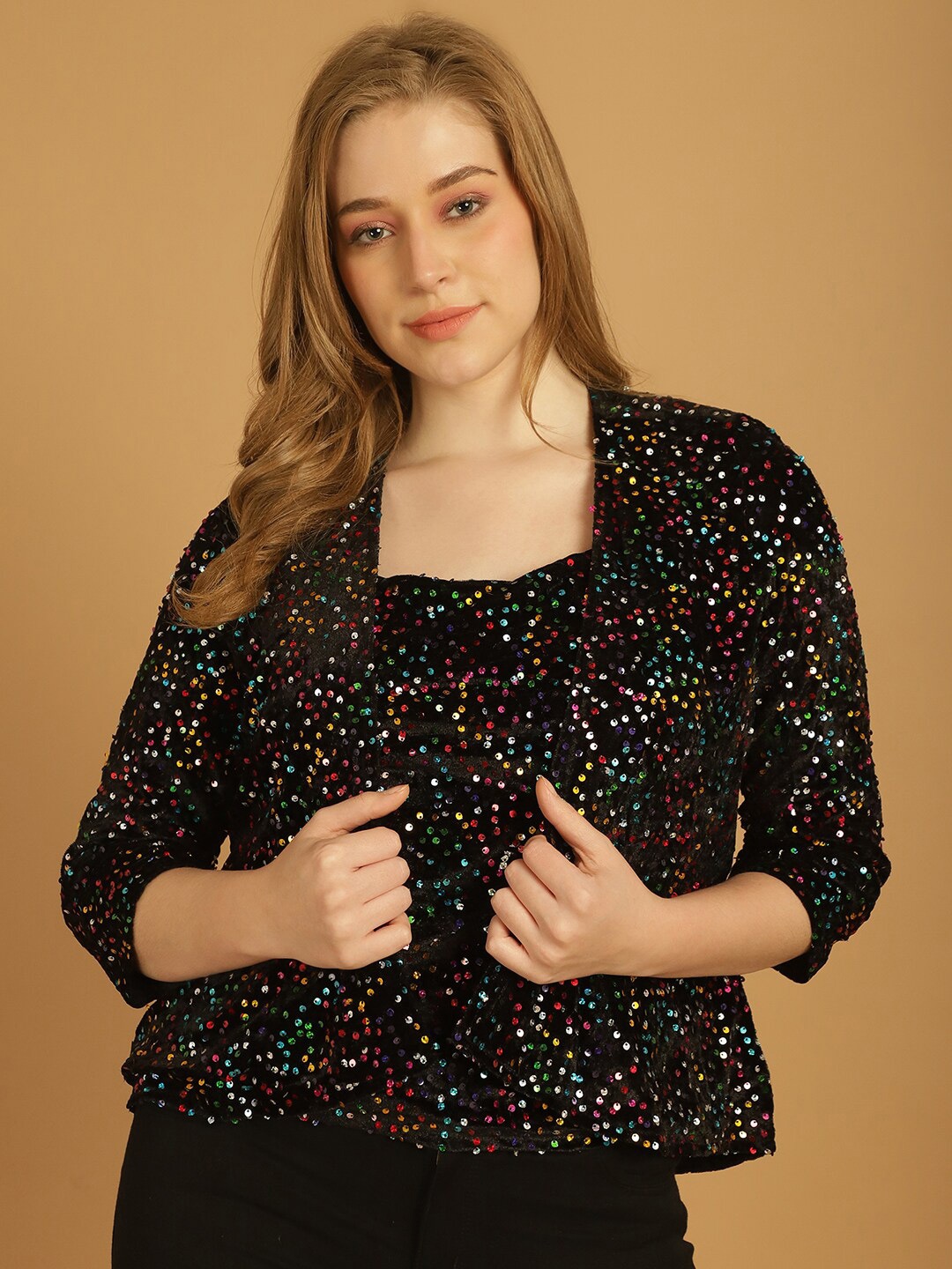 

urSense Embellished Shrug, Black