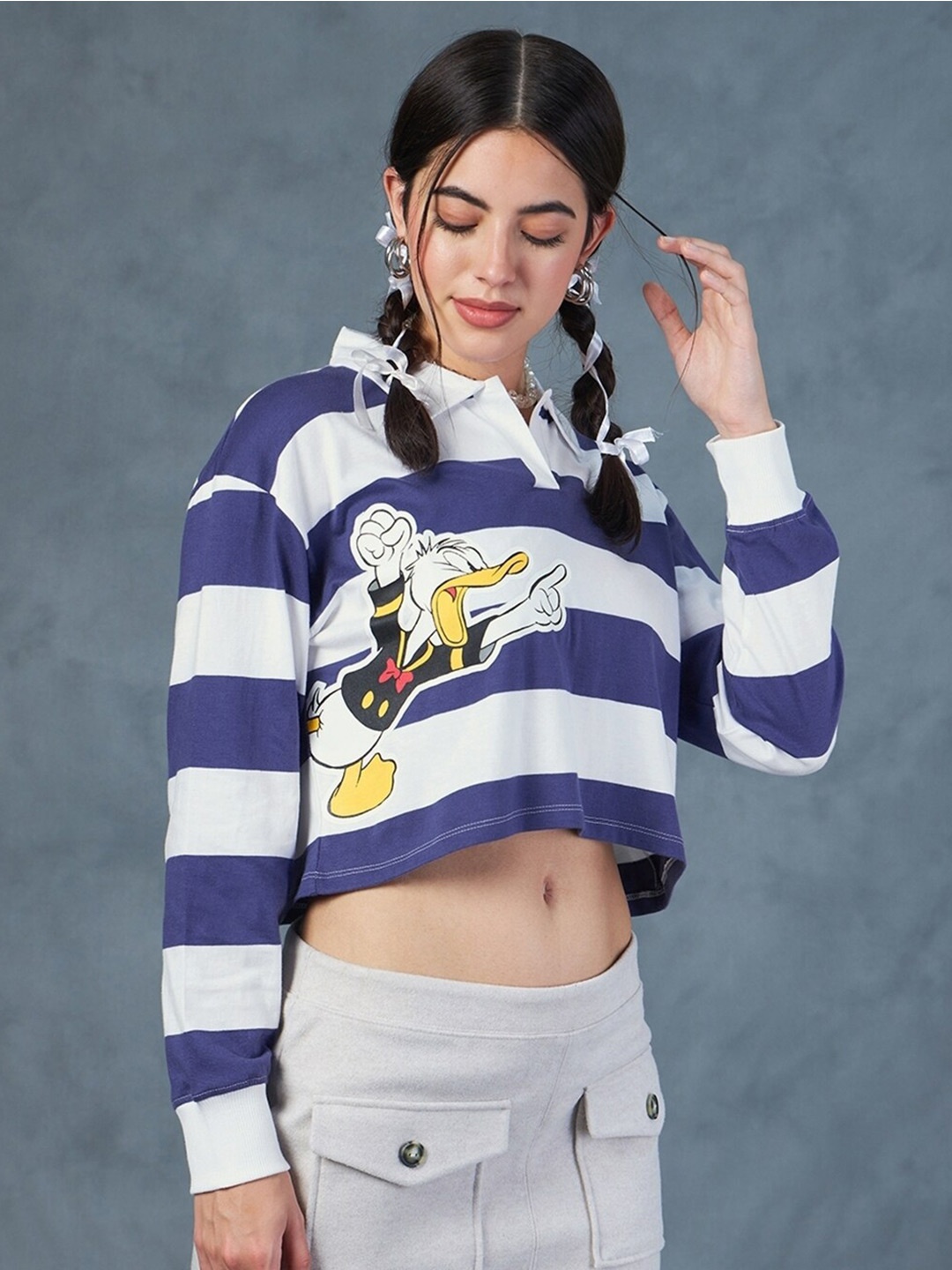 

Bewakoof Looney tunes Printed Polo Collar Oversized T-Shit, White