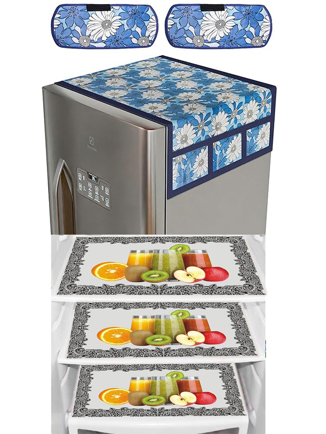 

Dakshya Industries Blue & Green 6 Pieces Printed Refrigerator Covers
