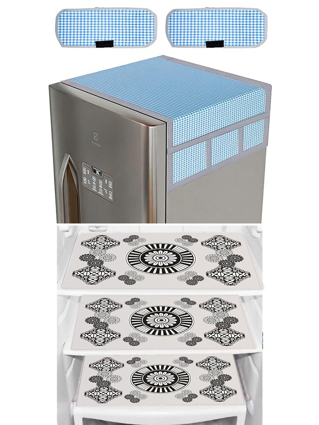 

Dakshya Industries Blue & Black 6 Pieces Printed Refrigerator Covers
