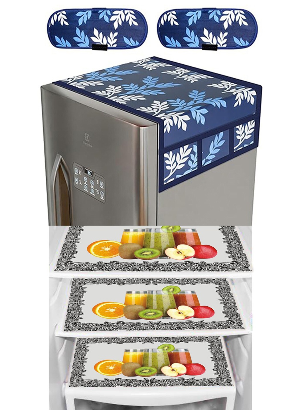 

Dakshya Industries Blue & Green 6-pcs Printed Refrigerator Covers