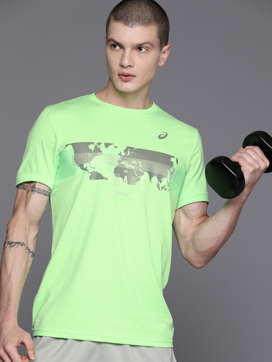 

ASICS Men Graphic Printed Chest Panel Training T-shirt, Green