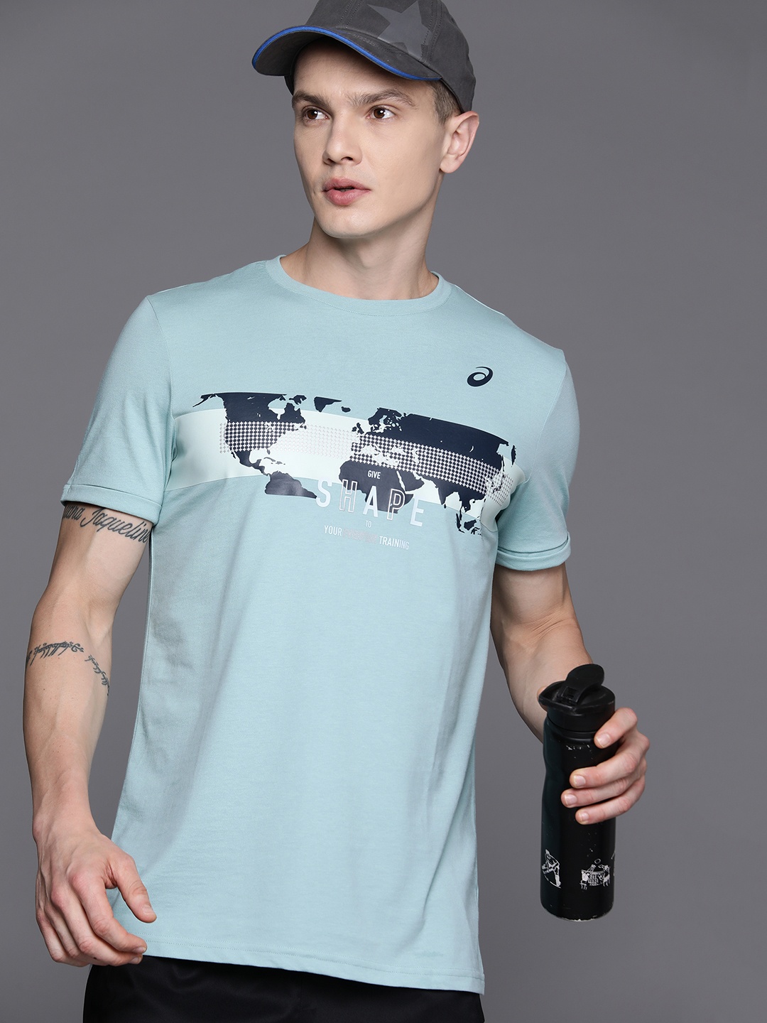 

ASICS Men Graphic Printed Chest Panel Training T-shirt, Blue