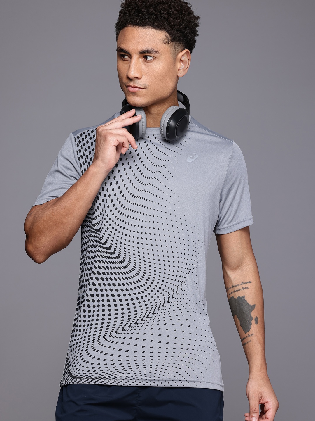 

ASICS Running T-shirt with Reflective Detail, Grey