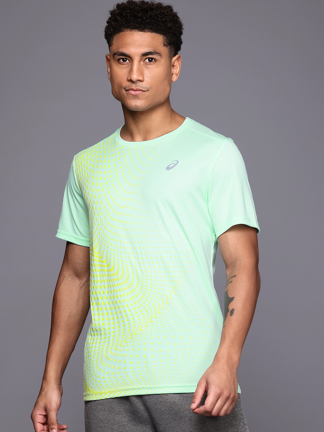 

ASICS Running T-shirt with Reflective Detail, Sea green