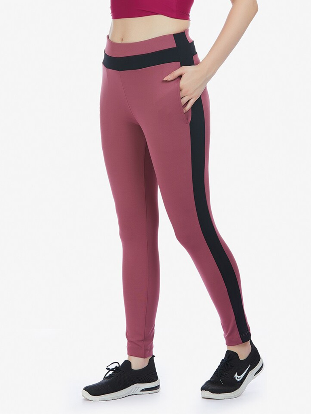 

MAYSIXTY Patterned Slim-Fit Ankle-Length Yoga Tights, Pink