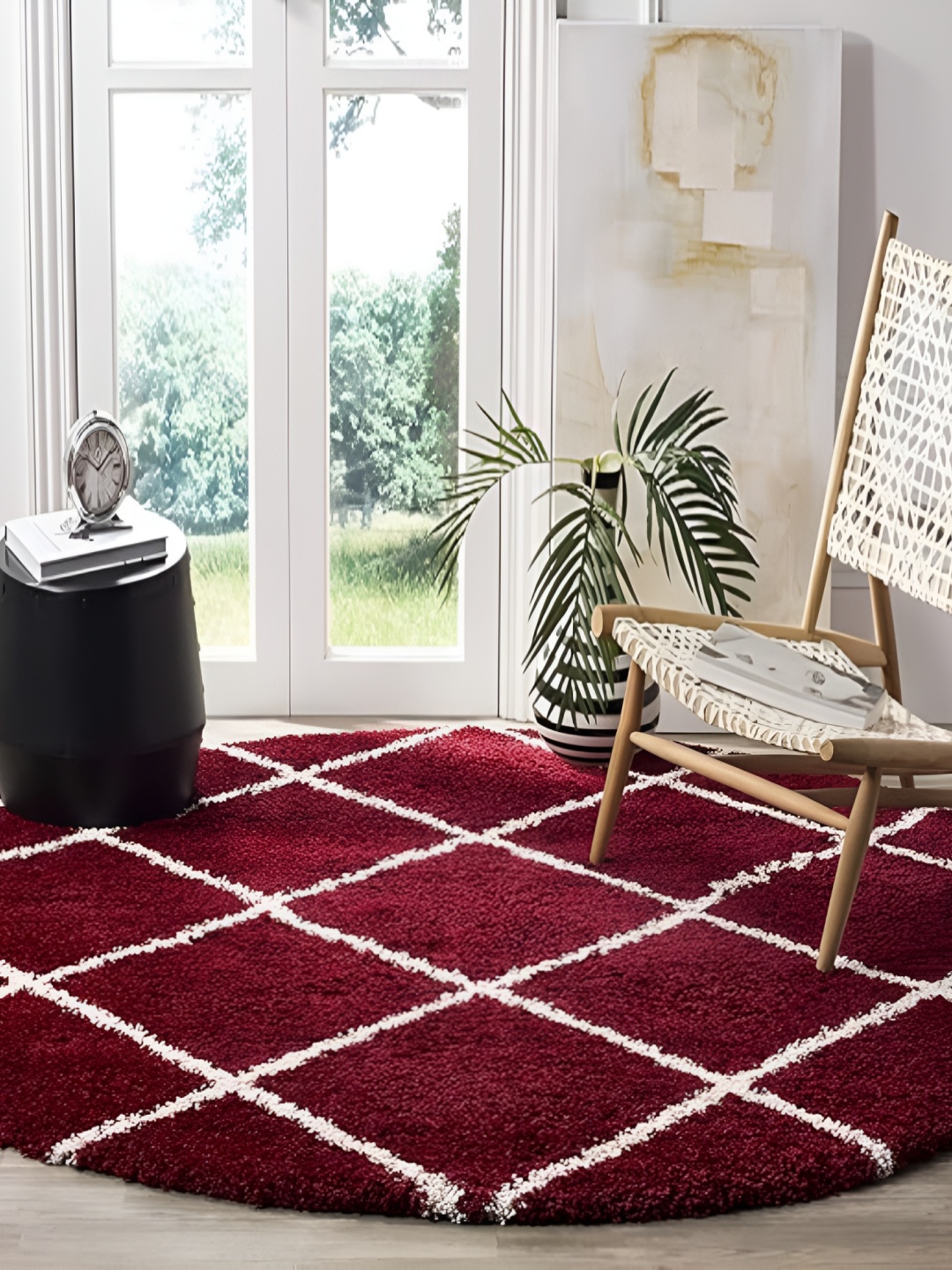 

Shopgallery Red Geometric Anti-Skid Shaggy Carpet