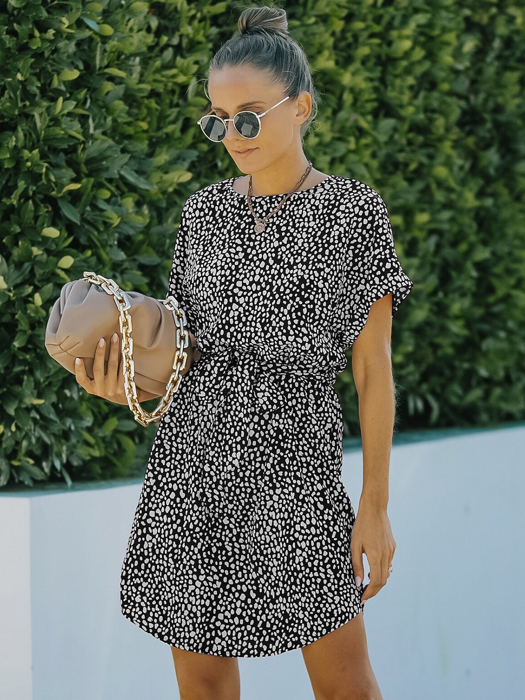

StyleCast Black & White Print A-Line Dress