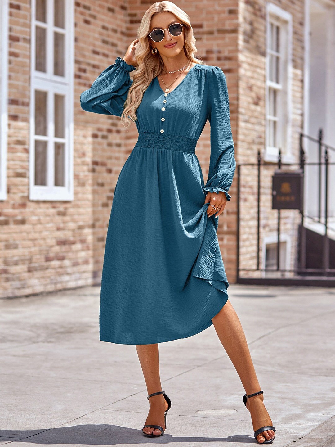 

StyleCast Blue Midi Fit & Flare Dress