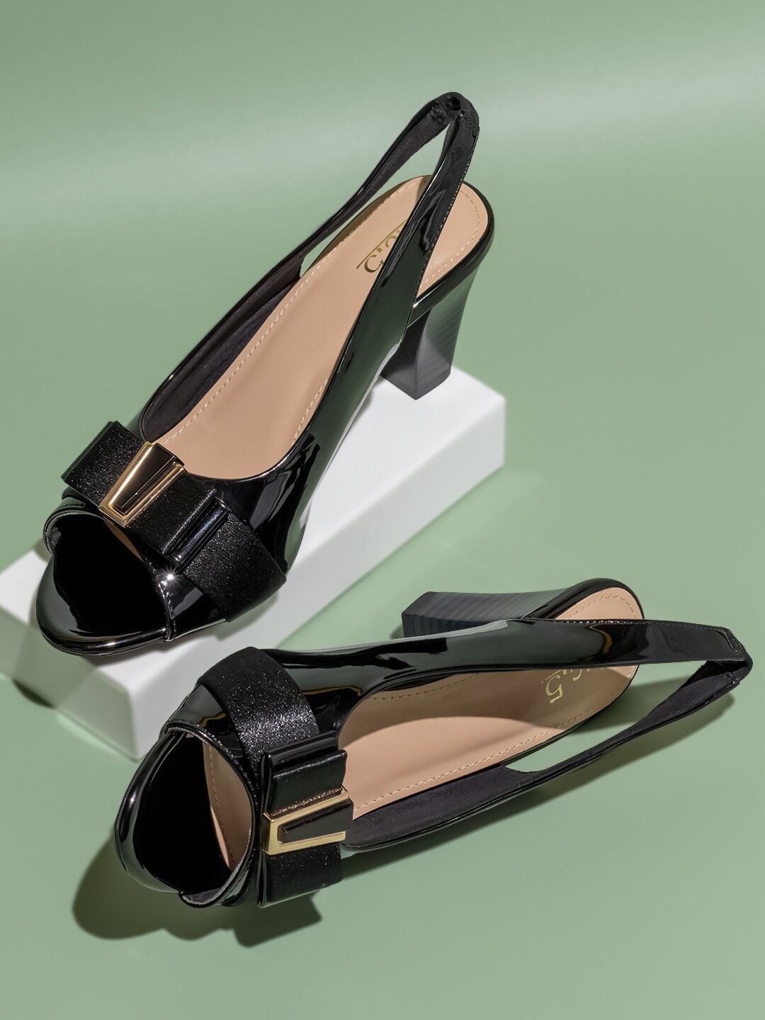 

Inc 5 Embellished Open Toe Block Heels, Black