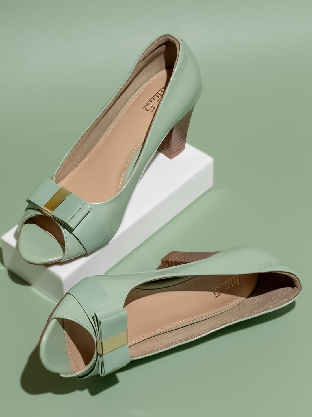 

Inc 5 Peep Toe Block Heels, Green