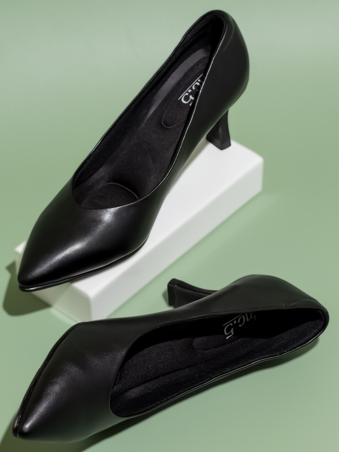 

Inc 5 Pointed Toe Slim Heeled Pumps, Black