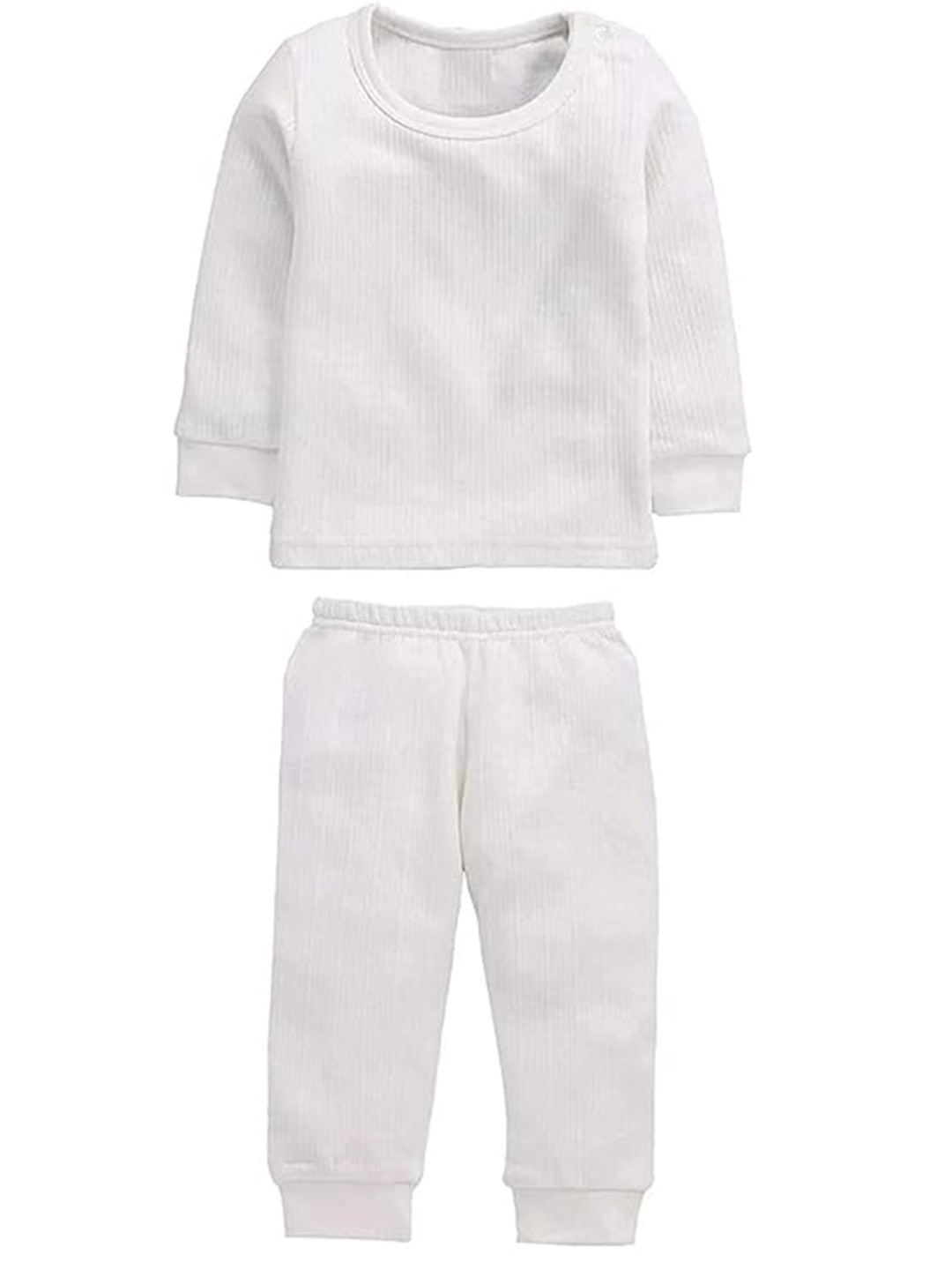 

BAESD Girls Long Sleeves Bio-Wash Pure Cotton Thermal Set, White