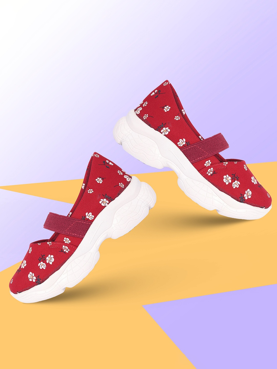 

BAESD Girls Printed Slip-On Sneakers, Red