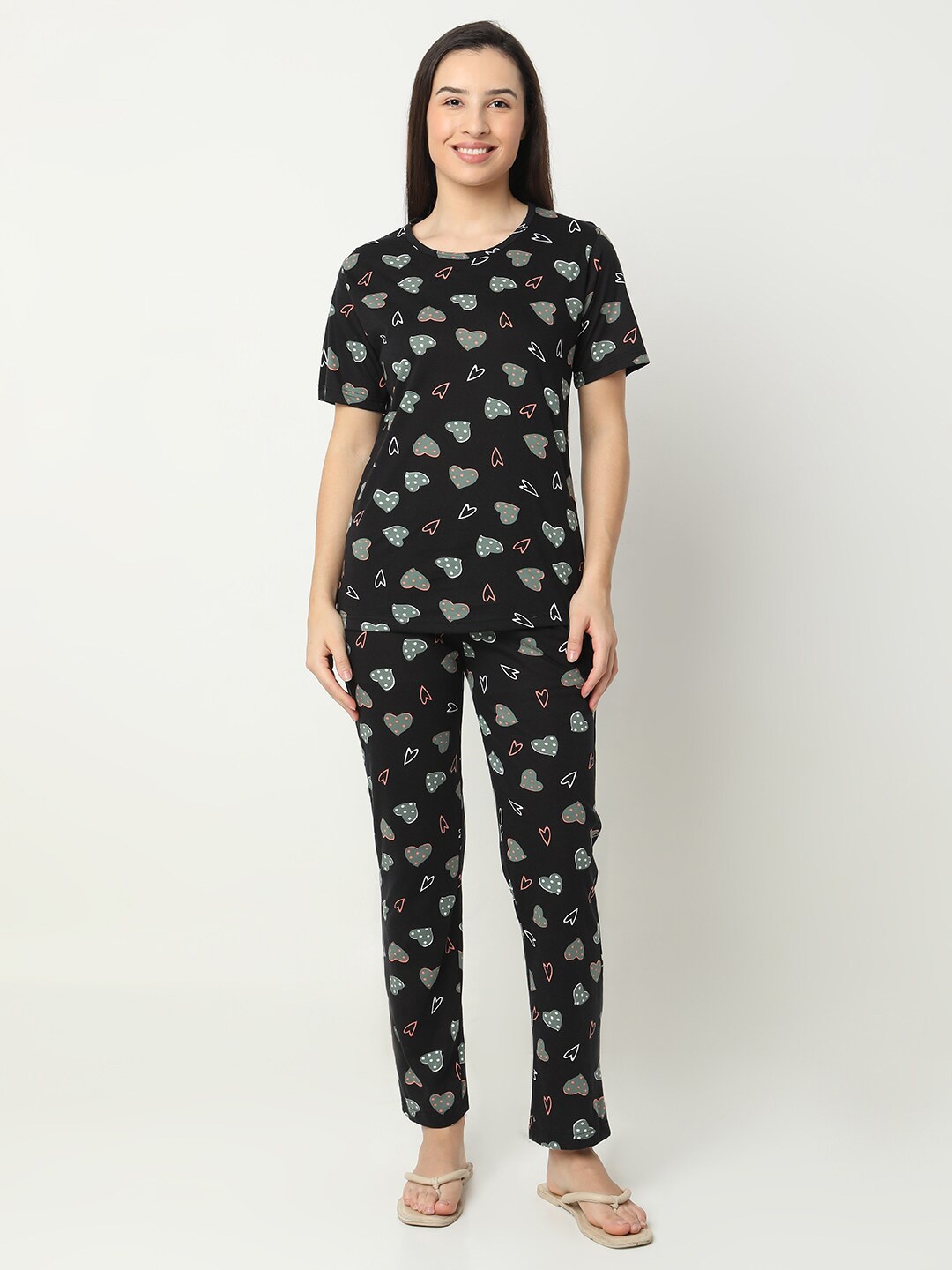 

Smarty Pants Conversational Printed Pure Cotton Night suit, Black