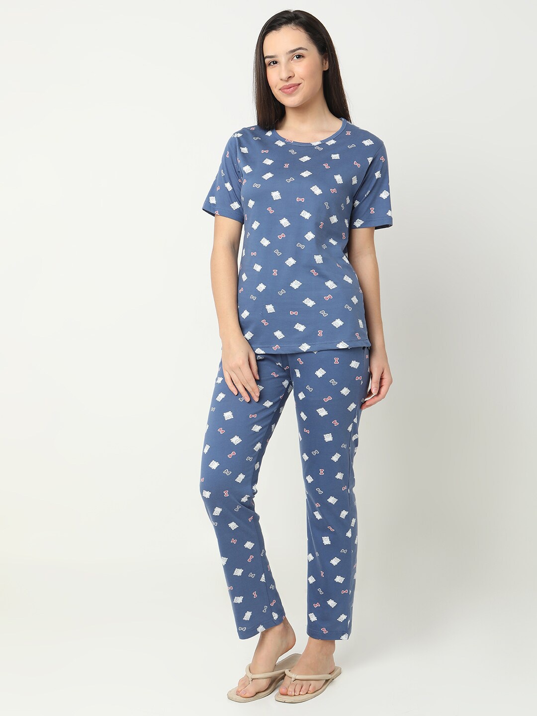 

Smarty Pants Conversational Printed Pure Cotton Night suit, Blue
